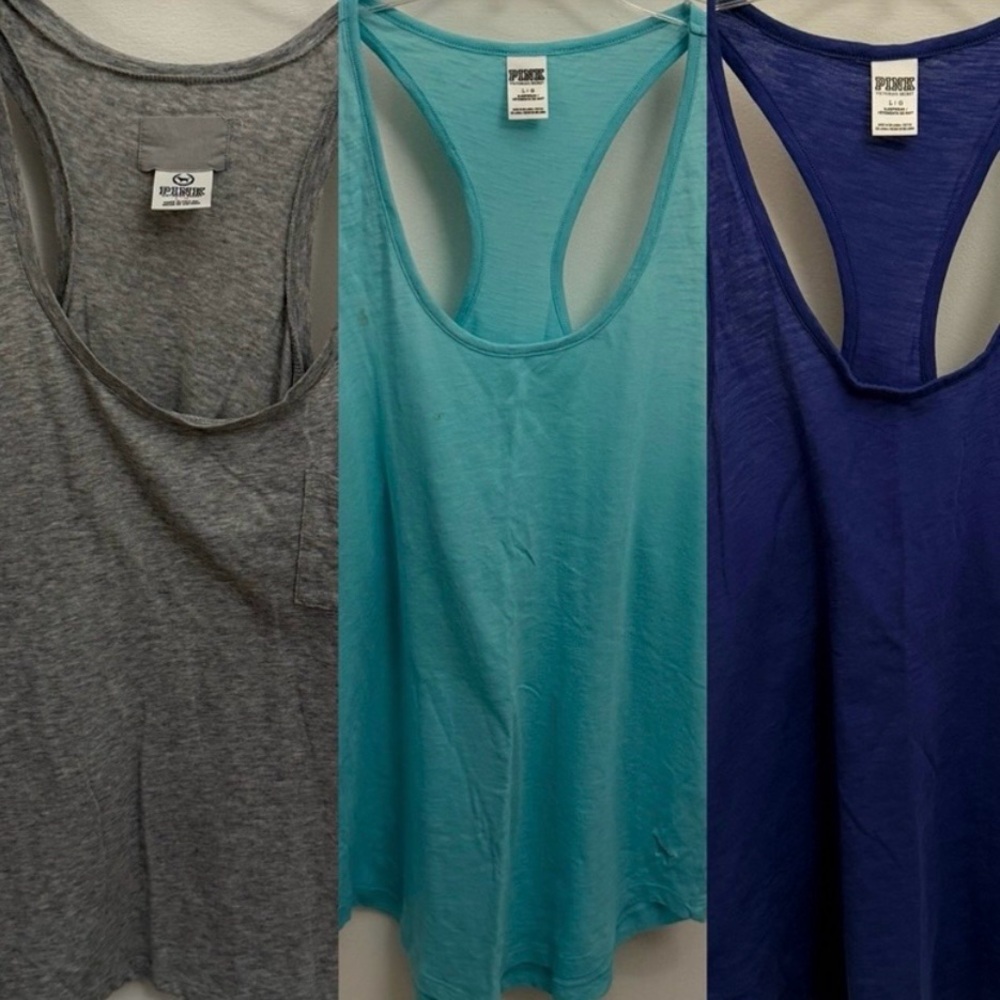 PINK Victoria's Secret Tank Tops - Gray, Teal, Blue